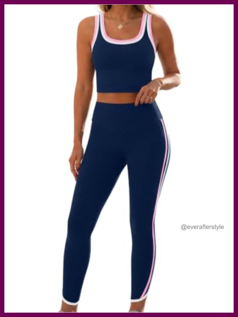 Womens 2 Piece Workout Set Nylon Spandex Tank Top High Waist Legging Yoga